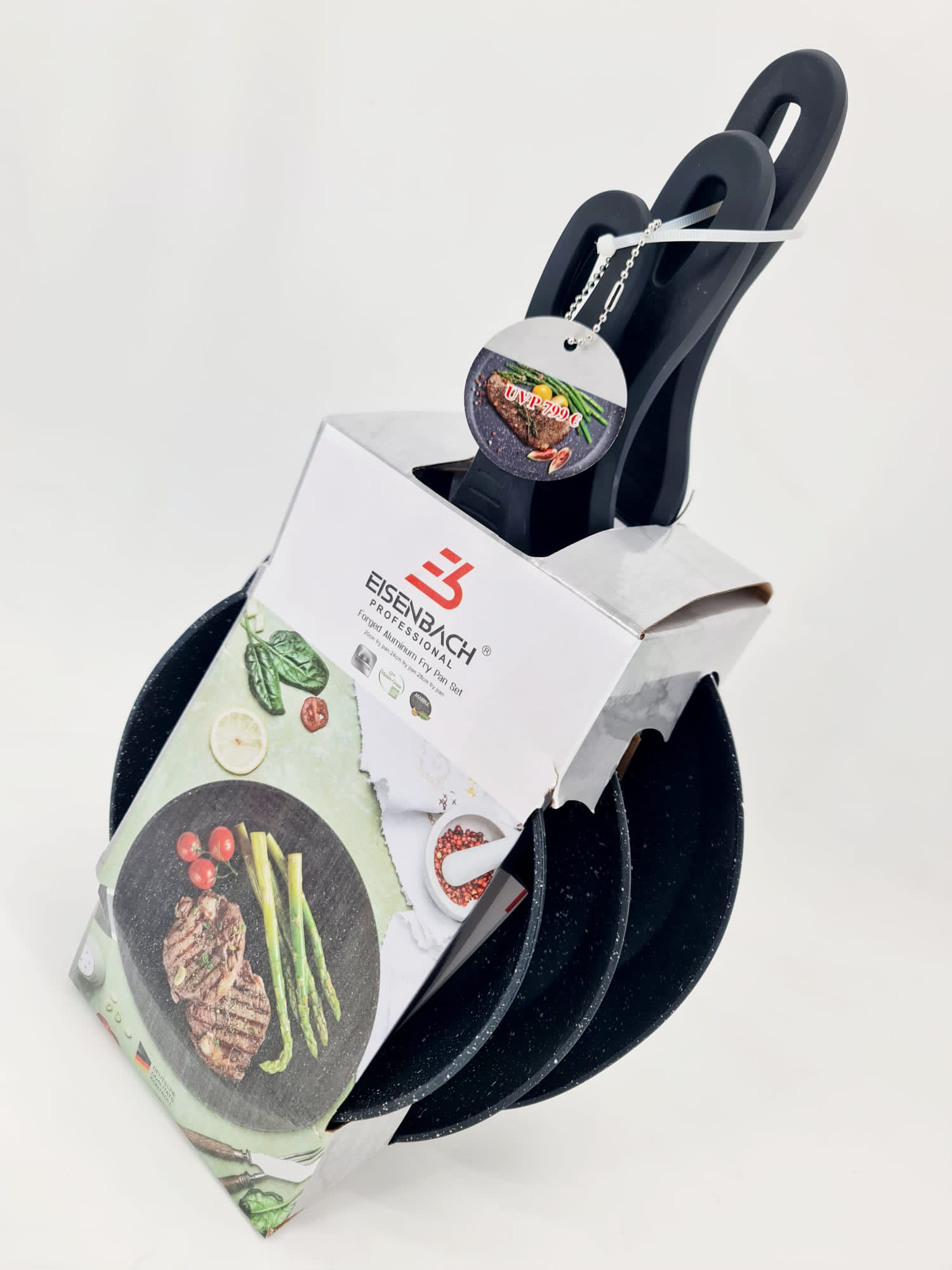 Set de 3 Poêles Revêtement Pierre