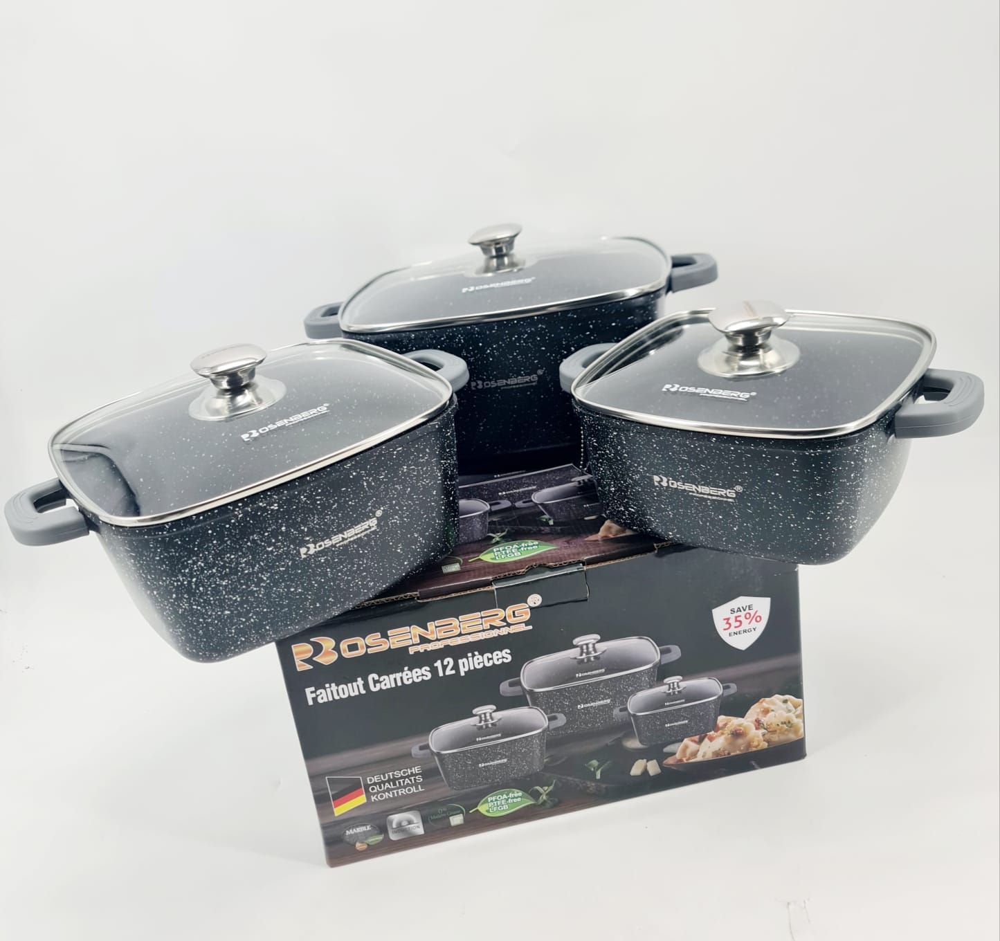 Batterie de cuisine carrée 12 pièces